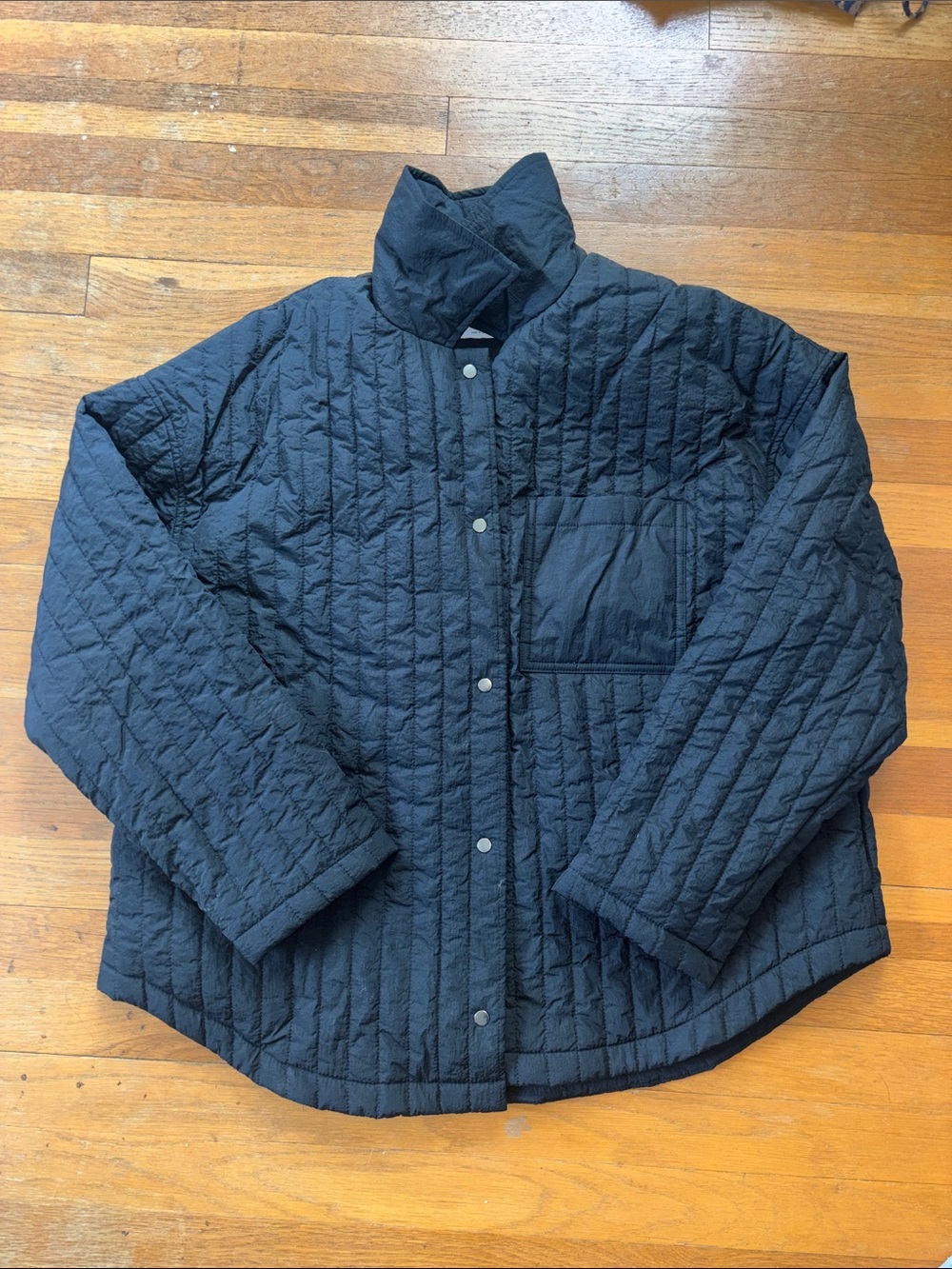 Old Navy Black Quilted Lightweight Shirt Jacket